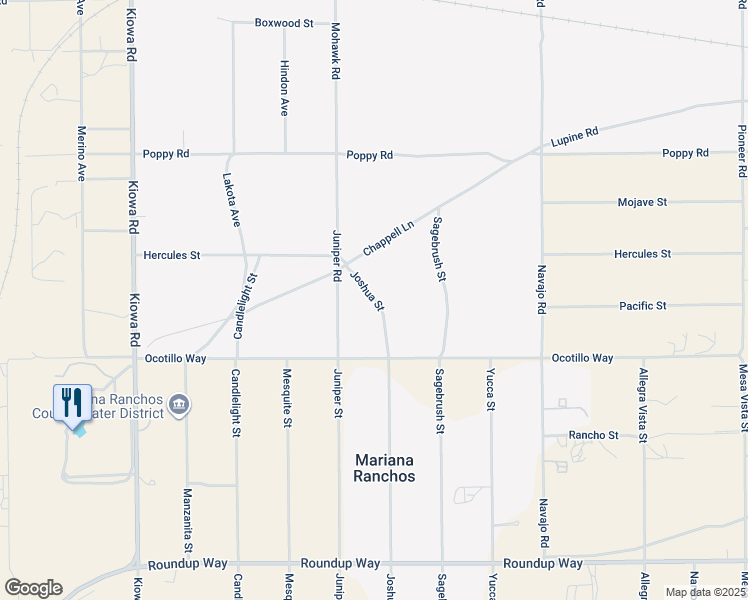 map of restaurants, bars, coffee shops, grocery stores, and more near Joshua Street in Apple Valley