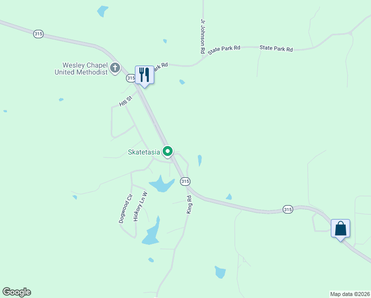 map of restaurants, bars, coffee shops, grocery stores, and more near 1948 King Road in Sardis