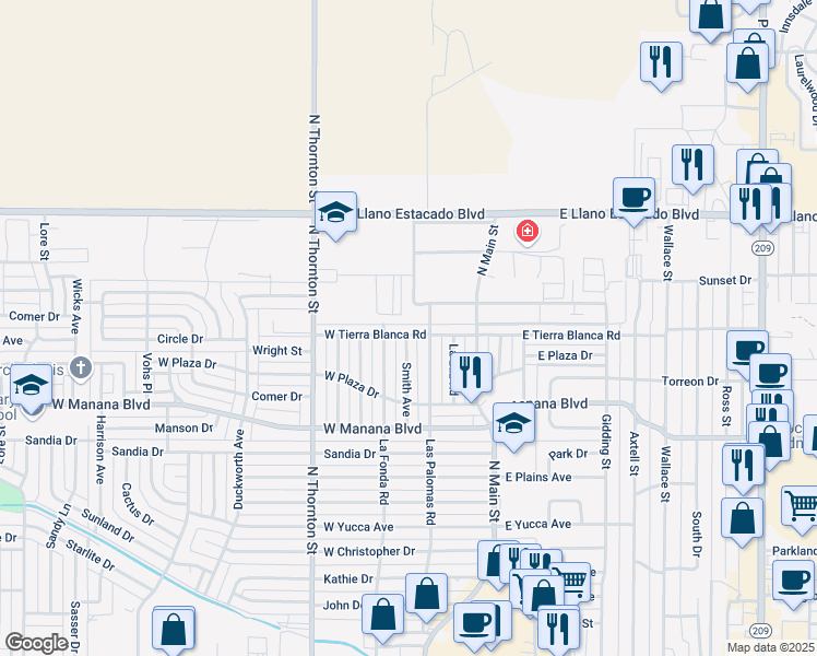 map of restaurants, bars, coffee shops, grocery stores, and more near 3112 Smith Avenue in Clovis
