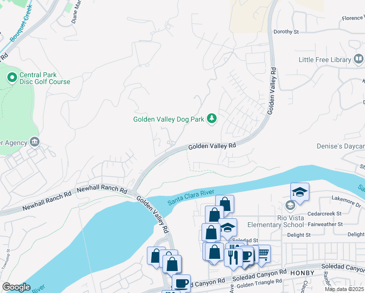 map of restaurants, bars, coffee shops, grocery stores, and more near 22057 Barrington Way in Santa Clarita