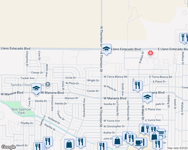 map of restaurants, bars, coffee shops, grocery stores, and more near 813 Collins Avenue in Clovis