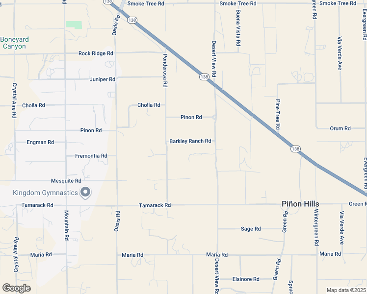 map of restaurants, bars, coffee shops, grocery stores, and more near 1181 Barkley Ranch Road in Pinon Hills