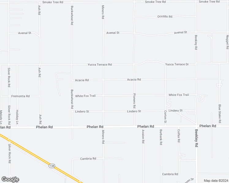 map of restaurants, bars, coffee shops, grocery stores, and more near 2770 White Fox Trail in Phelan