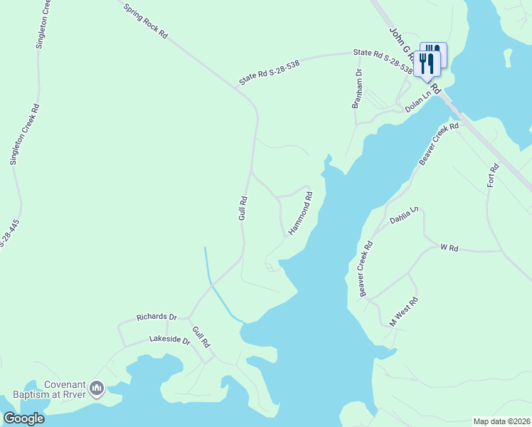 map of restaurants, bars, coffee shops, grocery stores, and more near 2368-2374 Hammond Road in Kershaw County