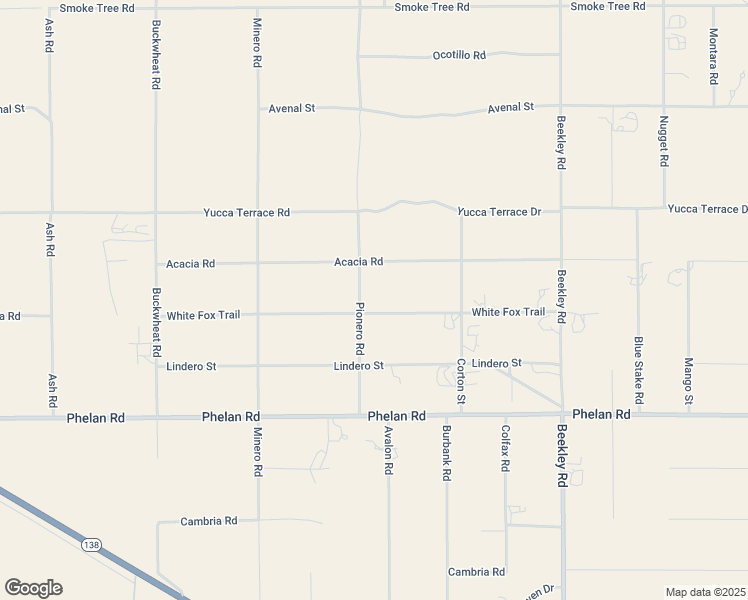 map of restaurants, bars, coffee shops, grocery stores, and more near 9975 Pionero Road in Phelan