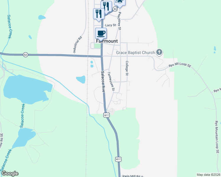 map of restaurants, bars, coffee shops, grocery stores, and more near 224 Tennessee Street in Fairmount