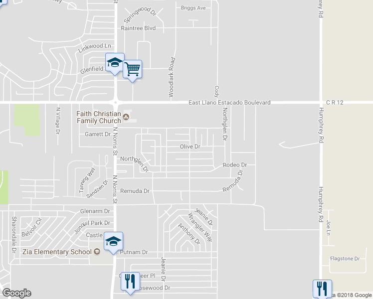 map of restaurants, bars, coffee shops, grocery stores, and more near 329 Olive Drive in Clovis