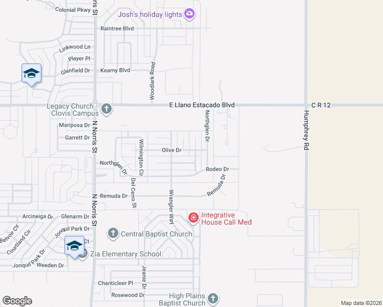map of restaurants, bars, coffee shops, grocery stores, and more near 1001 Chase Meadows in Clovis
