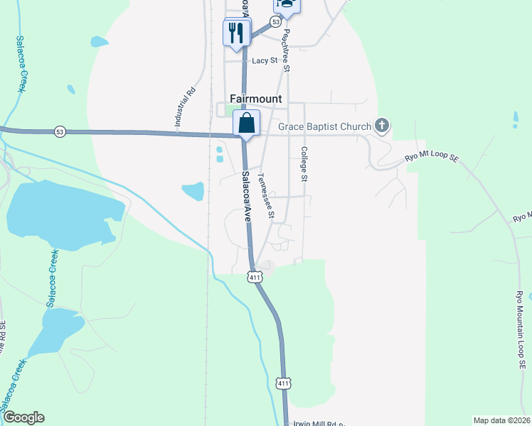 map of restaurants, bars, coffee shops, grocery stores, and more near 224 Tennessee Street in Fairmount
