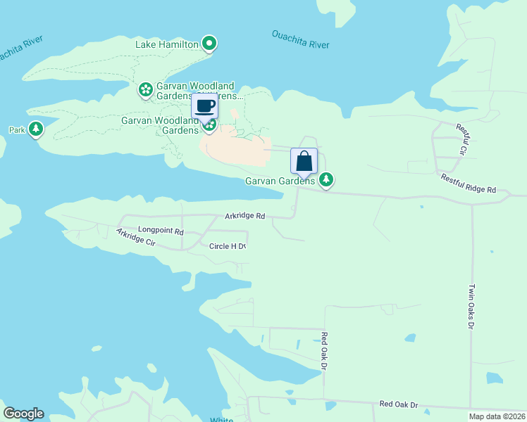 map of restaurants, bars, coffee shops, grocery stores, and more near 640 Arkridge Road in Garland County
