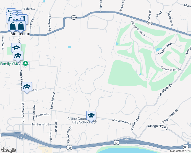 map of restaurants, bars, coffee shops, grocery stores, and more near 311 Meadowbrook Drive in Montecito