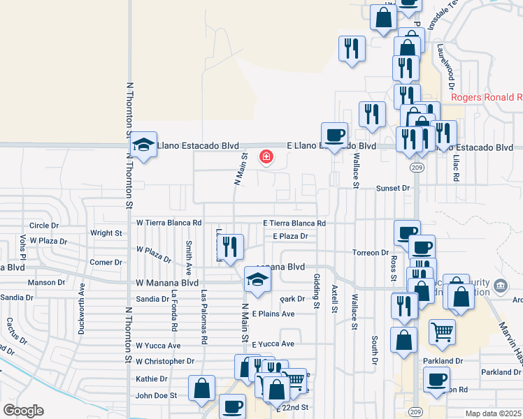 map of restaurants, bars, coffee shops, grocery stores, and more near 117 Townsgate Plaza in Clovis
