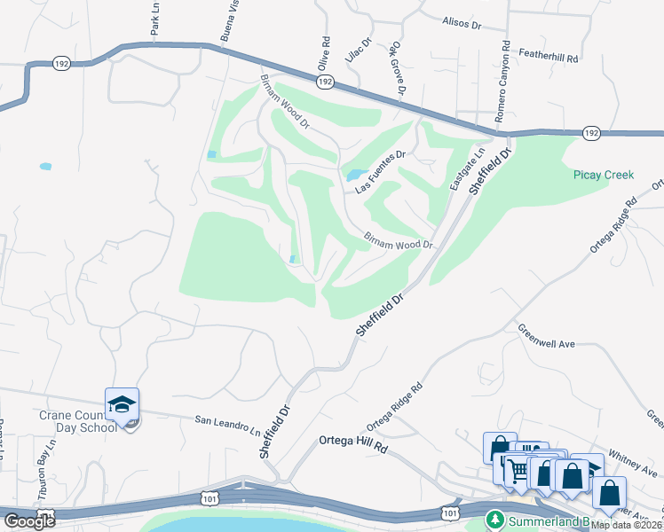 map of restaurants, bars, coffee shops, grocery stores, and more near 2069 China Flat Road in Montecito