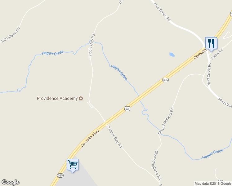 map of restaurants, bars, coffee shops, grocery stores, and more near 7386 Tribble Gap Road in Alto