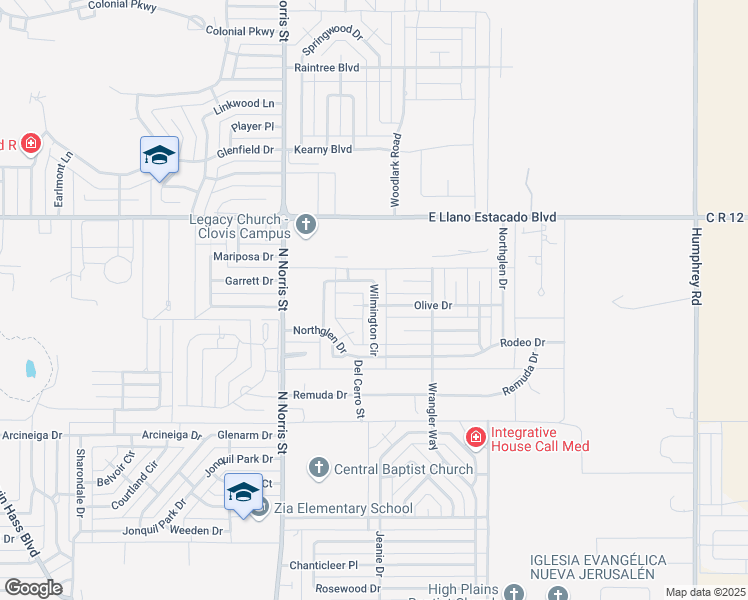 map of restaurants, bars, coffee shops, grocery stores, and more near 308 Wilmington in Clovis