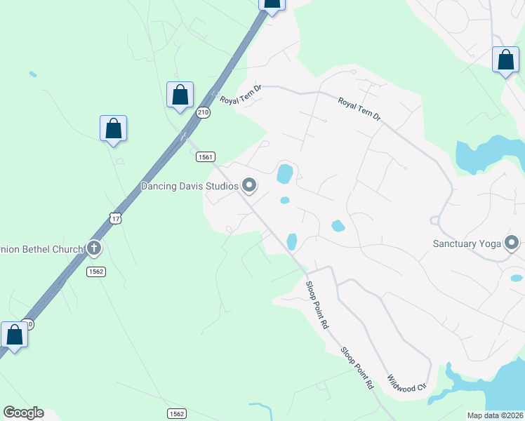 map of restaurants, bars, coffee shops, grocery stores, and more near 367 Sloop Point Road in Hampstead