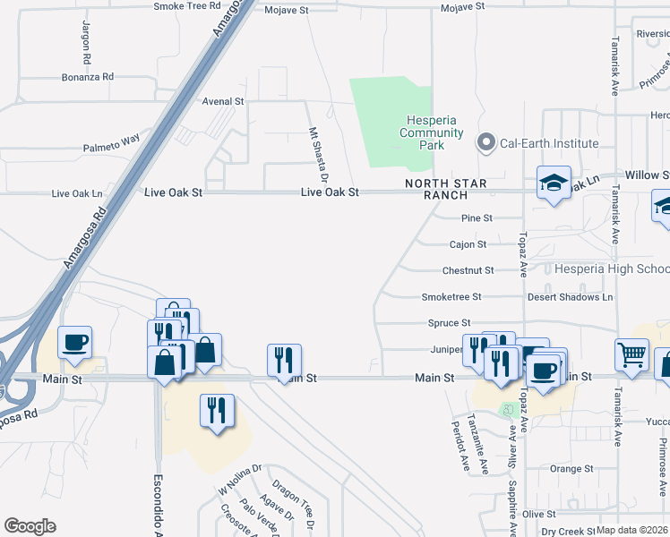 map of restaurants, bars, coffee shops, grocery stores, and more near in Hesperia