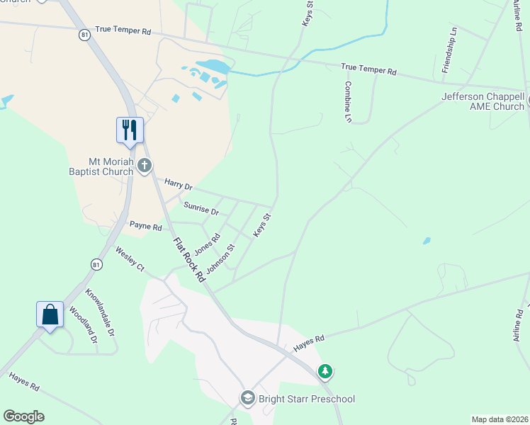 map of restaurants, bars, coffee shops, grocery stores, and more near 4502 Keys Street in Anderson