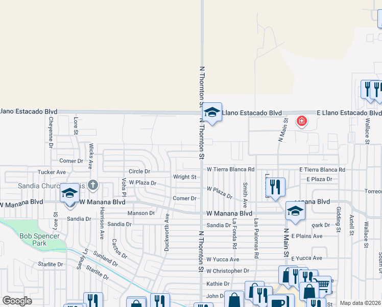map of restaurants, bars, coffee shops, grocery stores, and more near 813 Collins Avenue in Clovis