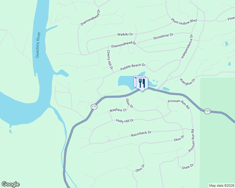 map of restaurants, bars, coffee shops, grocery stores, and more near 147 Pebble Beach Place in Hot Springs