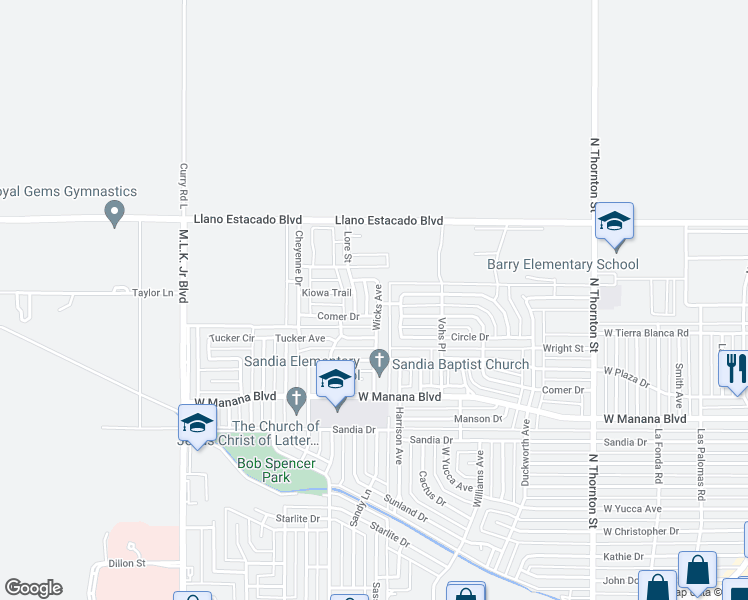 map of restaurants, bars, coffee shops, grocery stores, and more near 216 Wicks in Clovis