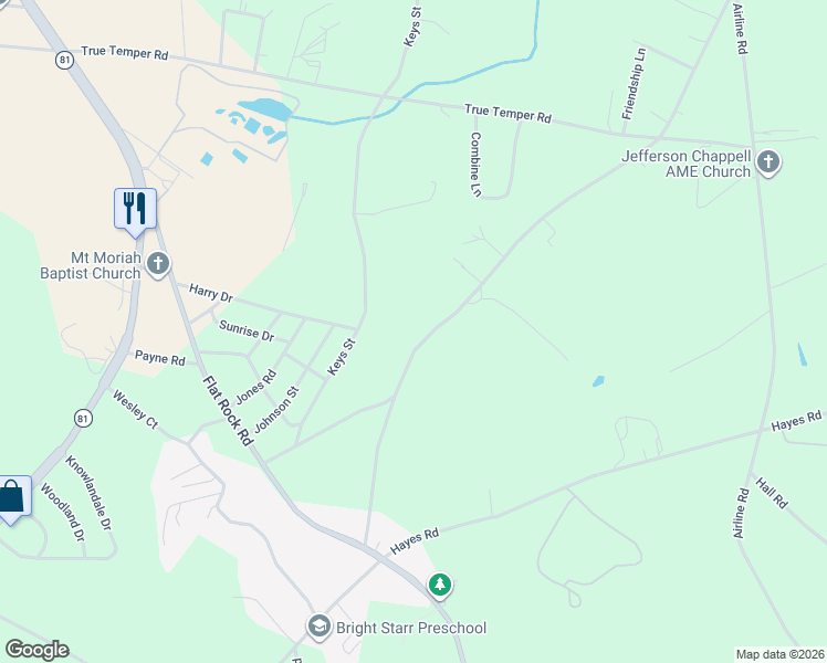 map of restaurants, bars, coffee shops, grocery stores, and more near 321 Clinkscales Road in Anderson