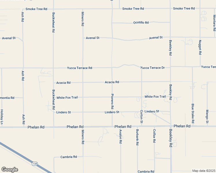 map of restaurants, bars, coffee shops, grocery stores, and more near 9980 Pionero Road in Phelan