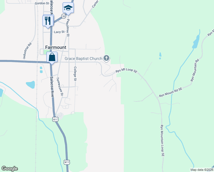 map of restaurants, bars, coffee shops, grocery stores, and more near 136 Pinto Lane in Fairmount