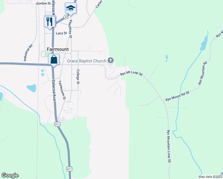 map of restaurants, bars, coffee shops, grocery stores, and more near 142 Pinto Lane in Fairmount