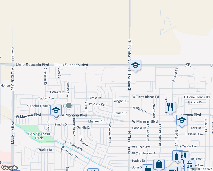 map of restaurants, bars, coffee shops, grocery stores, and more near 3232 Duckworth Avenue in Clovis