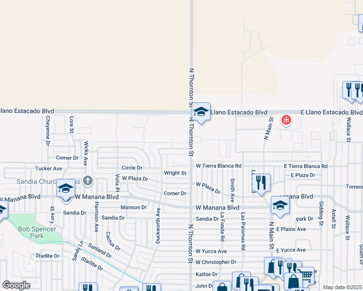 map of restaurants, bars, coffee shops, grocery stores, and more near 812 Collins Avenue in Clovis