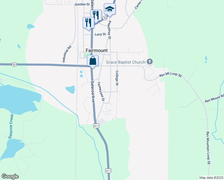 map of restaurants, bars, coffee shops, grocery stores, and more near 432 Peachtree Street in Fairmount