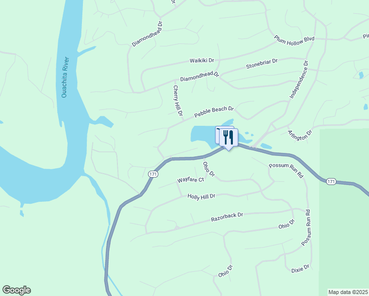 map of restaurants, bars, coffee shops, grocery stores, and more near 147 Pebble Beach Place in Hot Springs