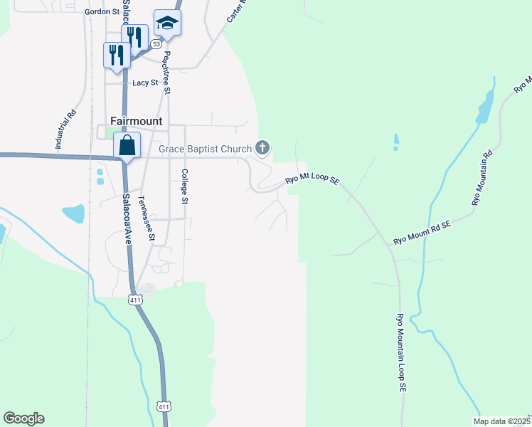 map of restaurants, bars, coffee shops, grocery stores, and more near 154 Pinto Lane in Fairmount