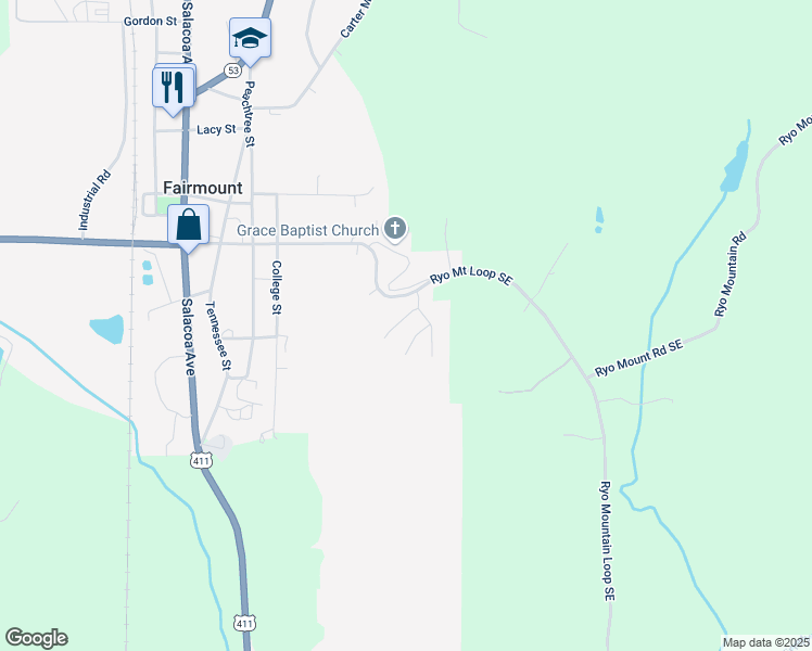 map of restaurants, bars, coffee shops, grocery stores, and more near 142 Pinto Lane in Fairmount