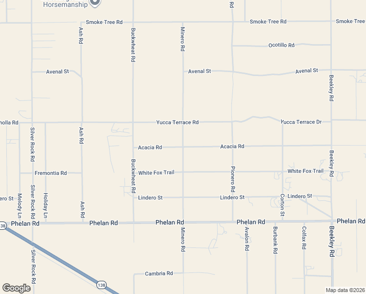 map of restaurants, bars, coffee shops, grocery stores, and more near 10077 Minero Road in Pinon Hills