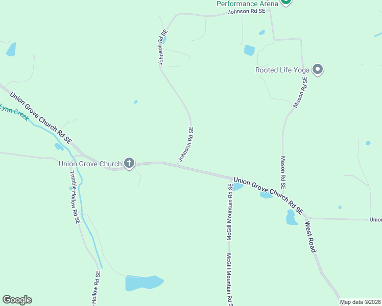 map of restaurants, bars, coffee shops, grocery stores, and more near 696 Johnson Road Southeast in Adairsville