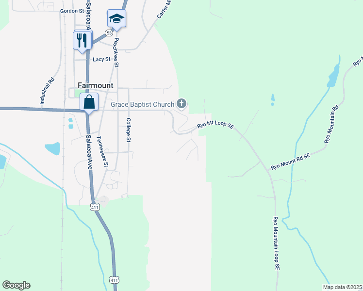 map of restaurants, bars, coffee shops, grocery stores, and more near 157 Pinto Lane in Fairmount