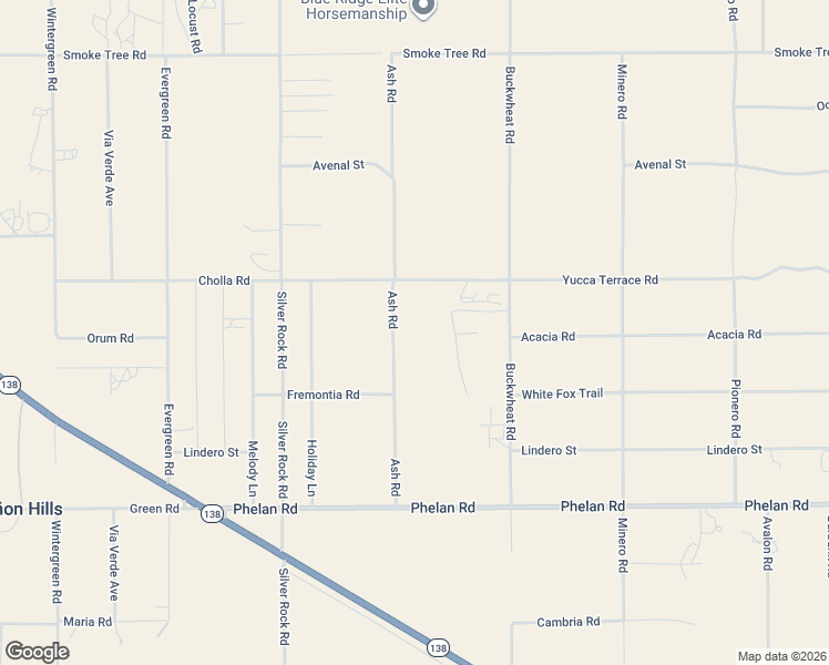 map of restaurants, bars, coffee shops, grocery stores, and more near 2325 Cholla Road in Pinon Hills
