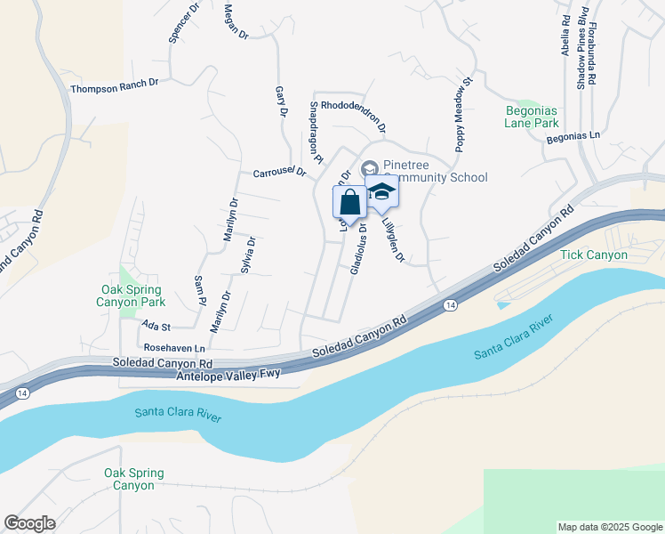 map of restaurants, bars, coffee shops, grocery stores, and more near 28975 Lotusgarden Drive in Santa Clarita