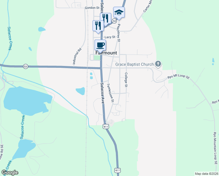 map of restaurants, bars, coffee shops, grocery stores, and more near 224 Tennessee Street in Fairmount