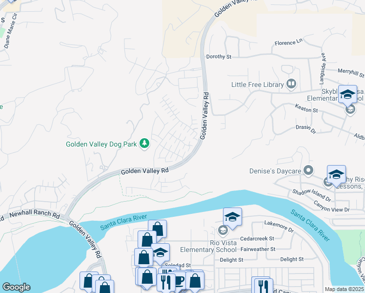 map of restaurants, bars, coffee shops, grocery stores, and more near 27314 Attwell Lane in Santa Clarita