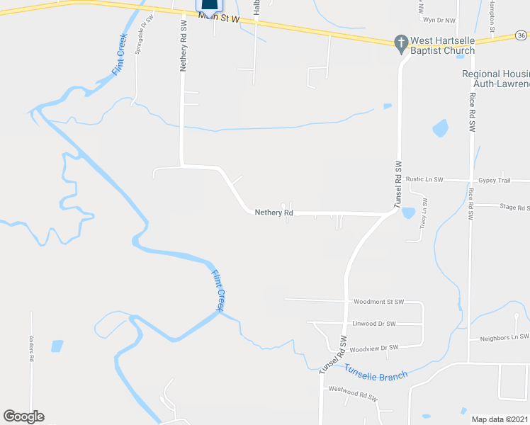 map of restaurants, bars, coffee shops, grocery stores, and more near 1817 Nethery Road in Hartselle