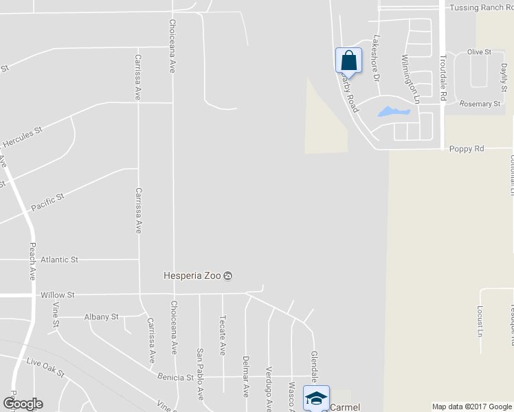 map of restaurants, bars, coffee shops, grocery stores, and more near 9983 Choiceana Avenue in Hesperia