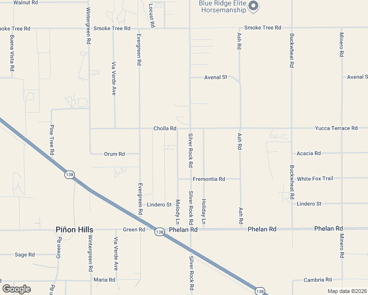 map of restaurants, bars, coffee shops, grocery stores, and more near 10070 Silver Rock Road in Pinon Hills