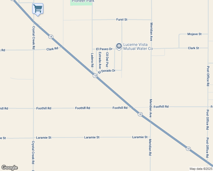 map of restaurants, bars, coffee shops, grocery stores, and more near California 18 in Lucerne Valley