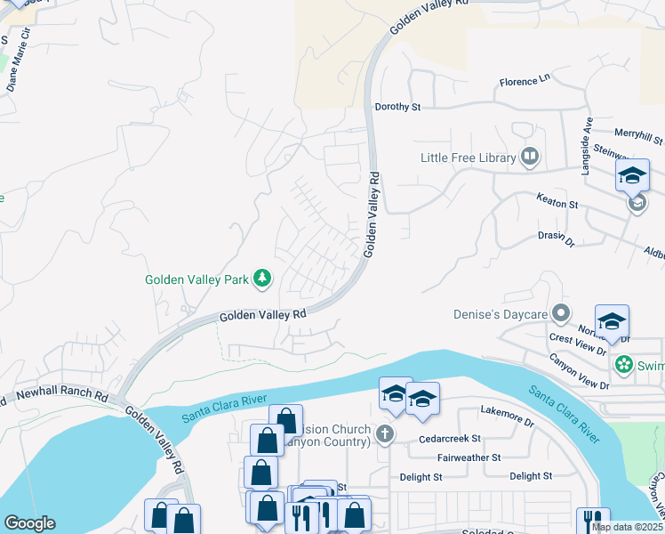 map of restaurants, bars, coffee shops, grocery stores, and more near 27309 Sandstone Place in Santa Clarita