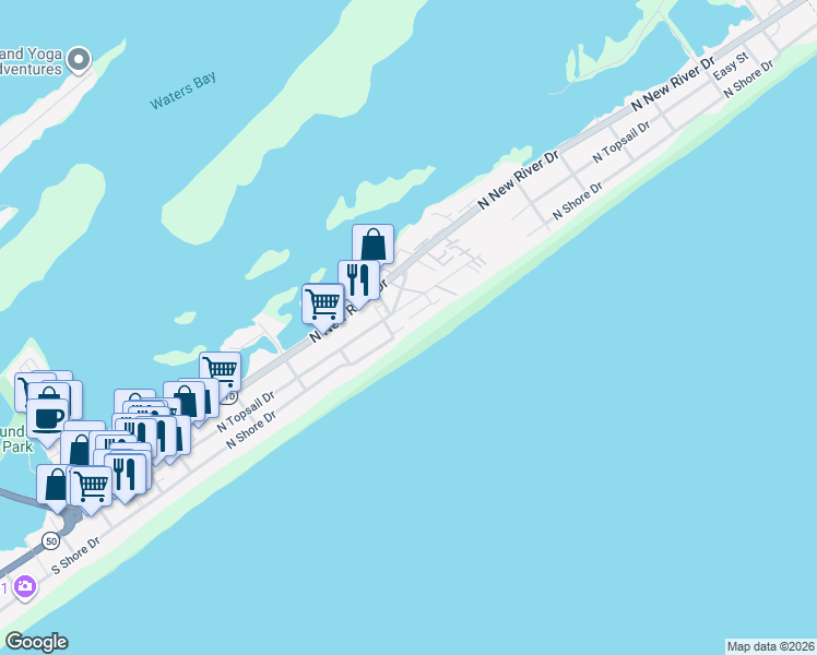 map of restaurants, bars, coffee shops, grocery stores, and more near 714 Sunrise Court in Surf City