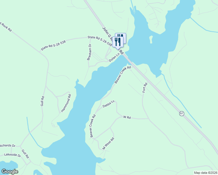 map of restaurants, bars, coffee shops, grocery stores, and more near 2340 Beaver Creek Road in Camden