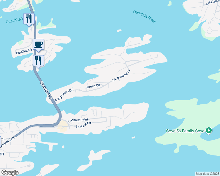 map of restaurants, bars, coffee shops, grocery stores, and more near 400 Long Island Drive in Hot Springs